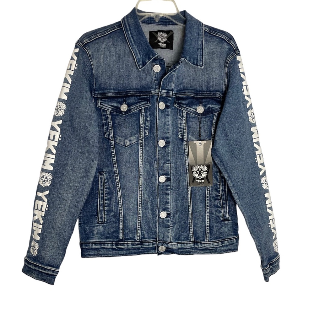 Yekim Denim Jacket Light Blue with White Yekim Side Logo Sz S